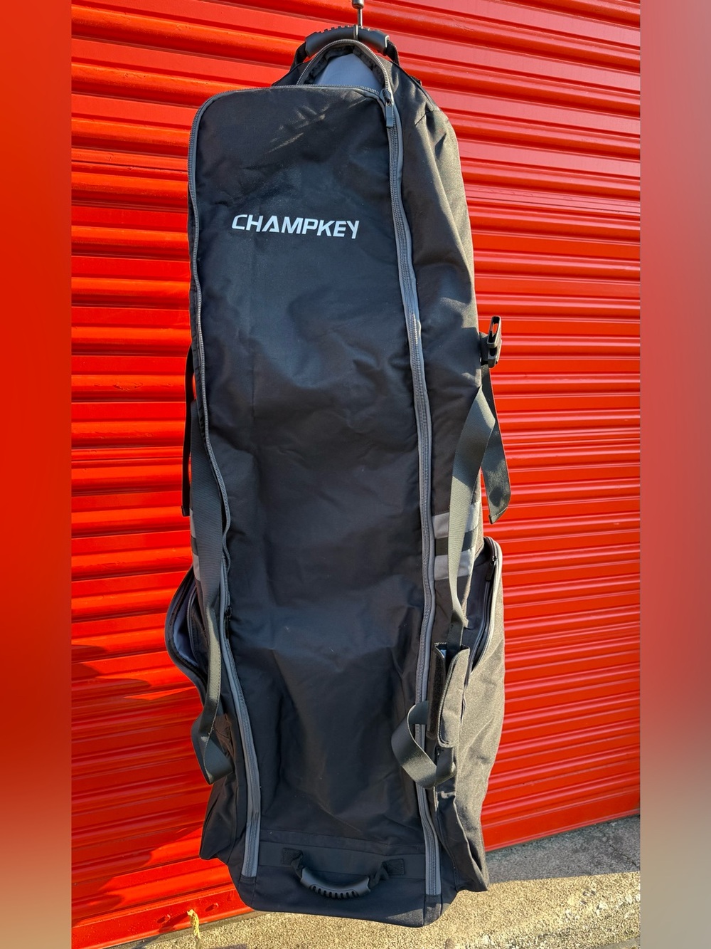 CHAMPKEY Travel Golf Bag with Wheels Black Padded Golf Club Case